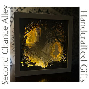 Handcrafted - 8” x 8” Alice in Wonderland Shadow Box - Light Up - Unique Gift